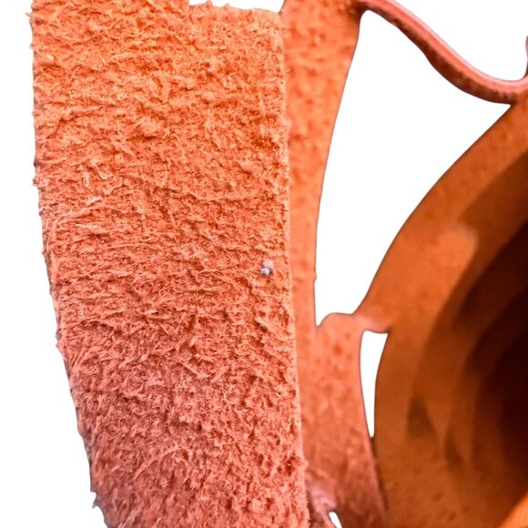 Leather Mesh Beach Picnic Vacation Clutch Handbag Women's Orange Gray Boho - Picture 4 of 11